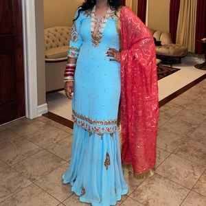 Custom made powder blue sharara suit